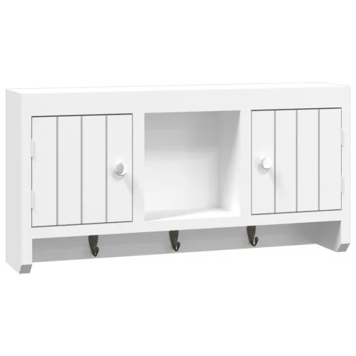  fehér szerelt fa és acél kulcsszekrény 40 x 8,5 x 20 cm