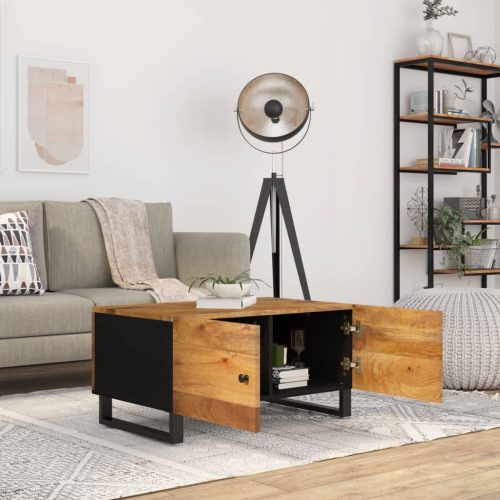  tömör mangófa és szerelt fa dohányzóasztal 80 x 50 x 40 cm