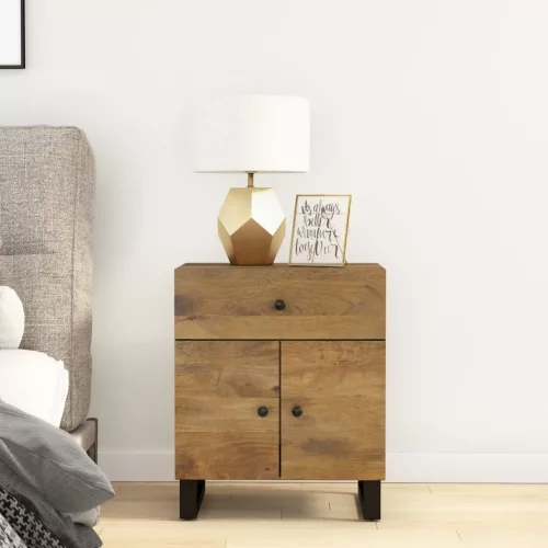  tömör mangófa és szerelt fa éjjeliszekrény 50 x 33 x 60 cm