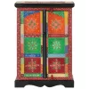  tömör mangófa kézzel festett kisszekrény ajtókkal 53x30x75 cm