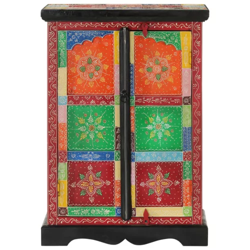  tömör mangófa kézzel festett kisszekrény ajtókkal 53x30x75 cm