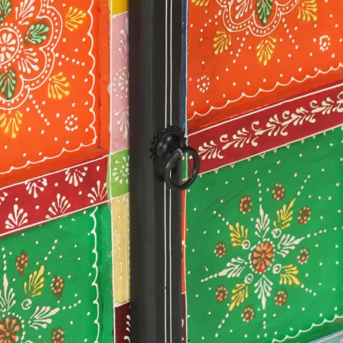  tömör mangófa kézzel festett kisszekrény ajtókkal 53x30x75 cm