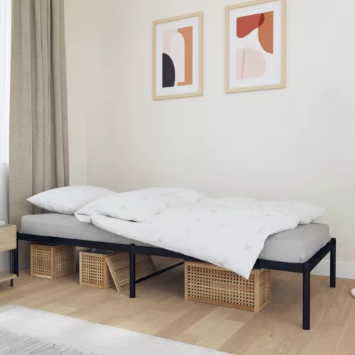  fekete fém ágykeret 80 x 200 cm