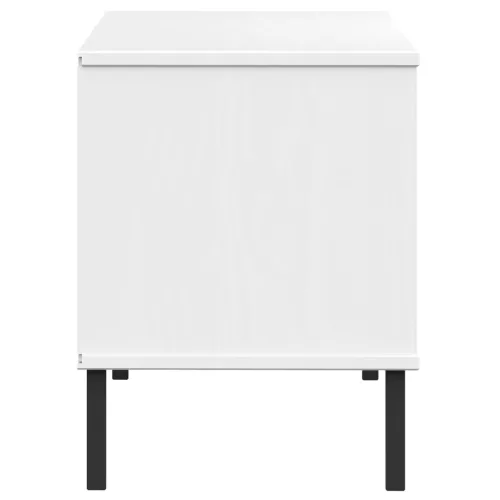  OSLO fehér tömör fa cipőszekrény fém lábakkal 106 x 35 x 45 cm