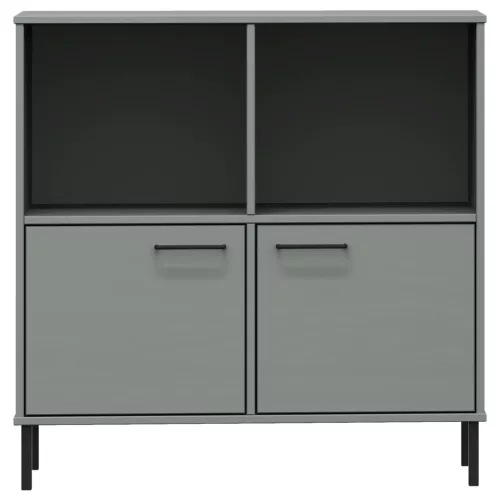  OSLO szürke tömör fa könyvszekrény fém lábakkal 90x35x90,5 cm