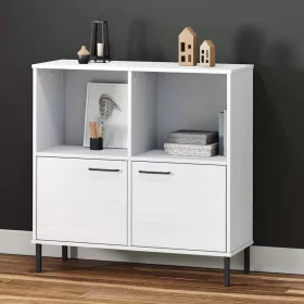    OSLO fehér tömör fa könyvszekrény fém lábakkal 90x35x90,5 cm