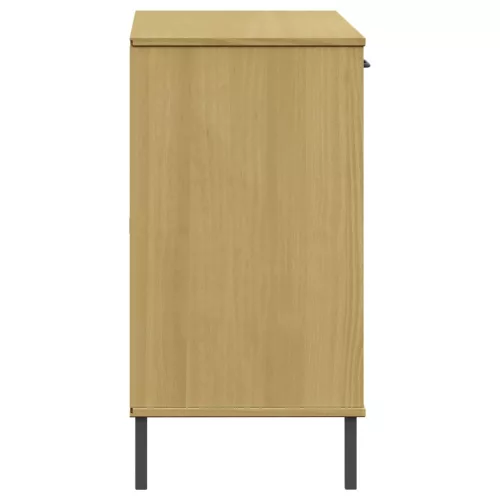  OSLO barna tömör fa tálalószekrény fém lábakkal 113x40x77 cm