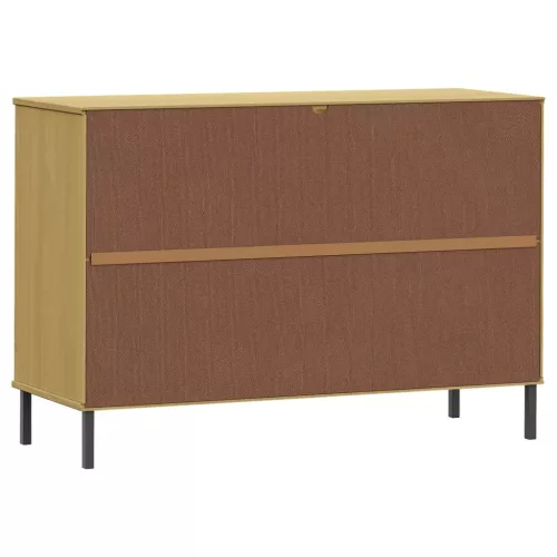  OSLO barna tömör fa tálalószekrény fém lábakkal 113x40x77 cm
