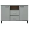  OSLO szürke tömör fa tálalószekrény fém lábakkal 113x40x77 cm