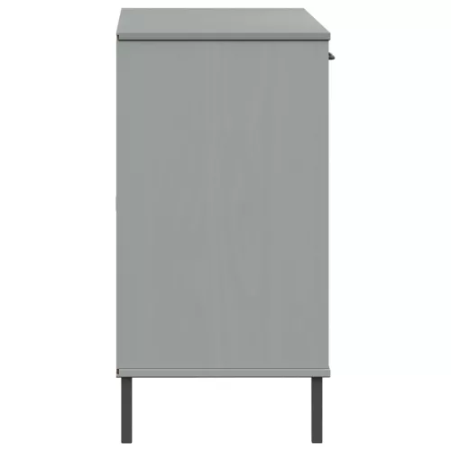  OSLO szürke tömör fa tálalószekrény fém lábakkal 113x40x77 cm