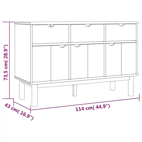  OTTA tömör fenyőfa tálalószekrény 114 x 43 x 73,5 cm