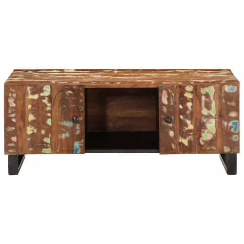  tömör újrahasznosított és szerelt fa dohányzóasztal 100x54x40cm