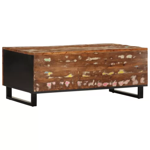  tömör újrahasznosított és szerelt fa dohányzóasztal 100x54x40cm