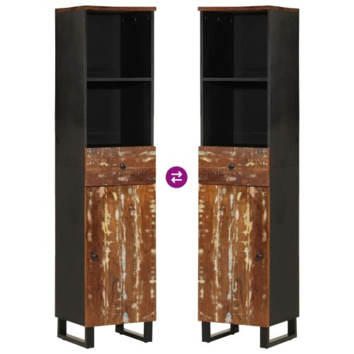  tömör újrahasznosított fa fürdőszobaszekrény 38 x 33 x 160 cm