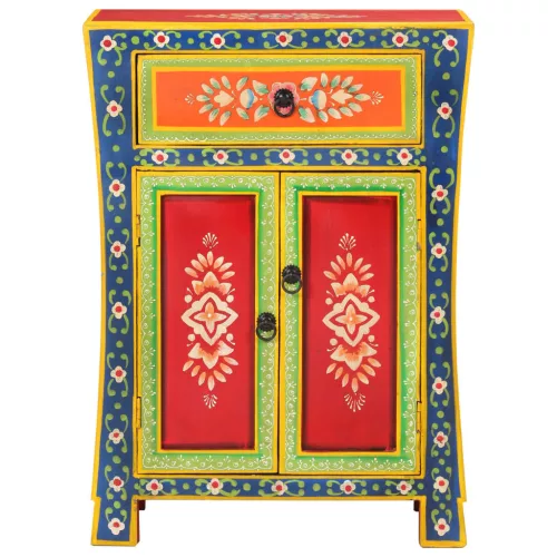  kézzel festett tömör mangófa kisszekrény ajtókkal 53x30x74 cm