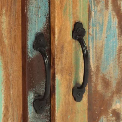  tömör 2 ajtós újrahasznosított fa tálalószekrény 55x30x70 cm