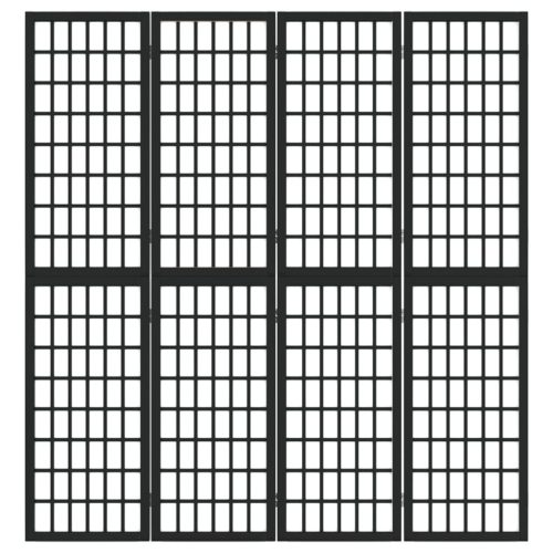  4 paneles fekete japán stílusú összecsukható paraván 160x170 cm