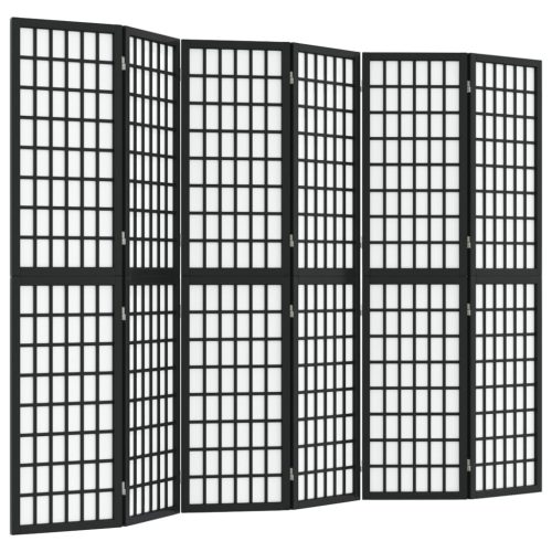  6 paneles fekete japán stílusú összecsukható paraván 240x170 cm