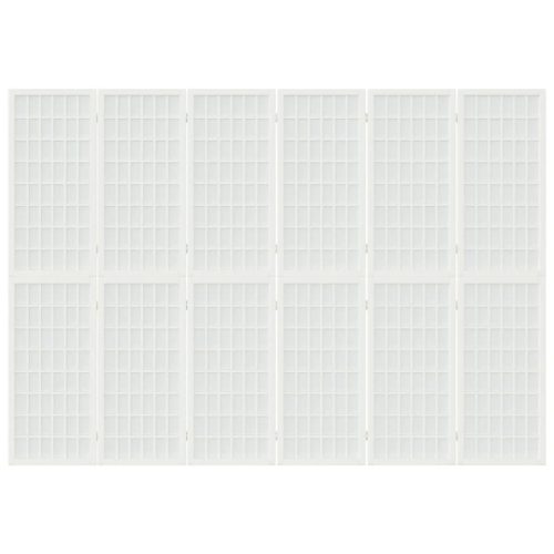  6-paneles fehér japán stílusú összecsukható paraván 240x170 cm