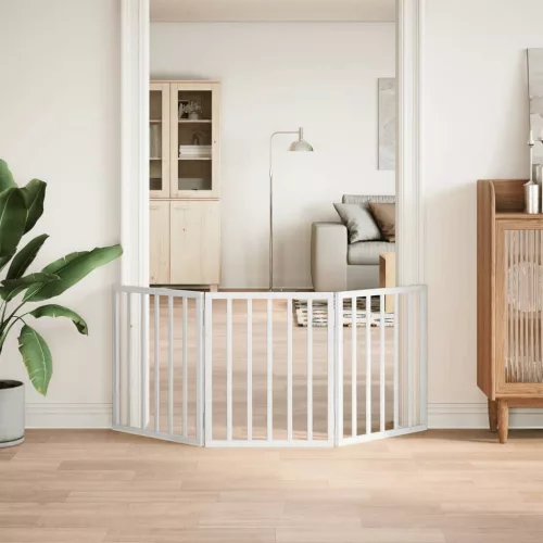  fehér nyárfa 3 paneles összecsukható kutyakapu 150 cm