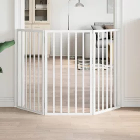  fehér nyárfa 3 paneles összecsukható kutyakapu 150 cm