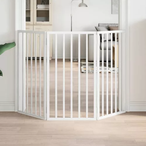  fehér nyárfa 3 paneles összecsukható kutyakapu 150 cm