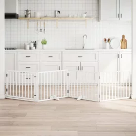    fehér nyárfa 4 paneles összecsukható kutyakapu ajtóval 320 cm