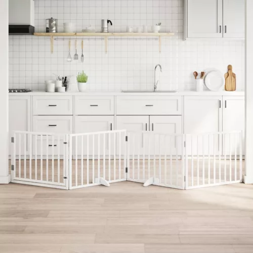  fehér nyárfa 4 paneles összecsukható kutyakapu ajtóval 320 cm