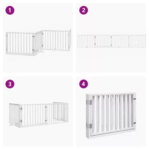  fehér nyárfa 4 paneles összecsukható kutyakapu ajtóval 320 cm