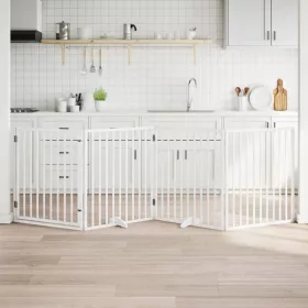    fehér nyárfa 4 paneles összecsukható kutyakapu ajtóval 320 cm