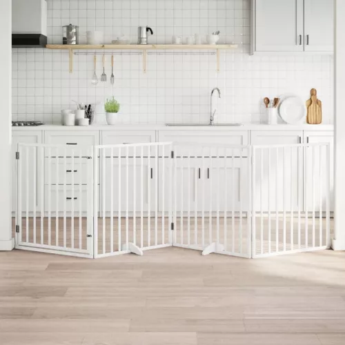  fehér nyárfa 4 paneles összecsukható kutyakapu ajtóval 320 cm