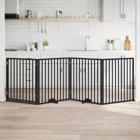    fekete nyárfa 4 paneles összecsukható kutyakapu ajtóval 320 cm