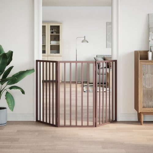  barna nyárfa 3 paneles összecsukható kutyakapu 150 cm