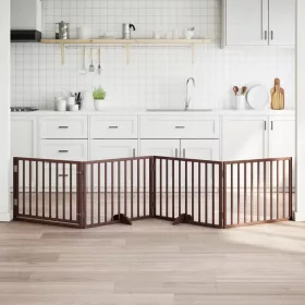    barna nyárfa 4 paneles összecsukható kutyakapu ajtóval 320 cm