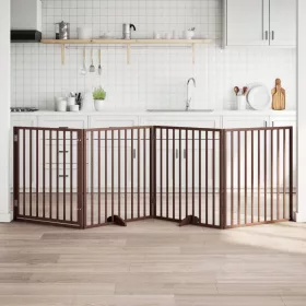    barna nyárfa 4 paneles összecsukható kutyakapu ajtóval 320 cm
