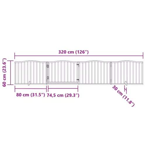  nyárfa 4 paneles összecsukható kutyakapu ajtóval 320 cm
