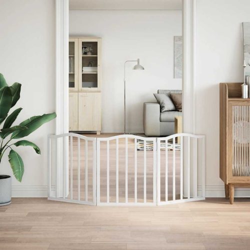  fehér nyárfa 3 paneles összecsukható kutyakapu 150 cm