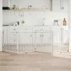  fehér nyárfa 4 paneles összecsukható kutyakapu ajtóval 320 cm