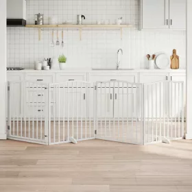    fehér nyárfa 4 paneles összecsukható kutyakapu ajtóval 320 cm