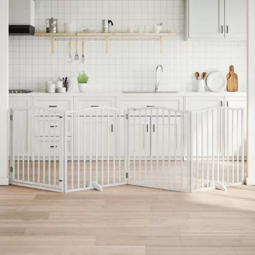  fehér nyárfa 4 paneles összecsukható kutyakapu ajtóval 320 cm