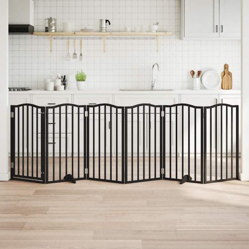  fekete nyárfa 6 paneles összecsukható kutyakapu ajtóval 300 cm