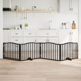    fekete nyárfa 4 paneles összecsukható kutyakapu ajtóval 320 cm