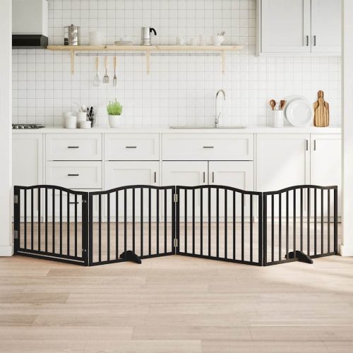  fekete nyárfa 4 paneles összecsukható kutyakapu ajtóval 320 cm