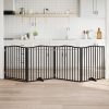  fekete nyárfa 4 paneles összecsukható kutyakapu ajtóval 320 cm