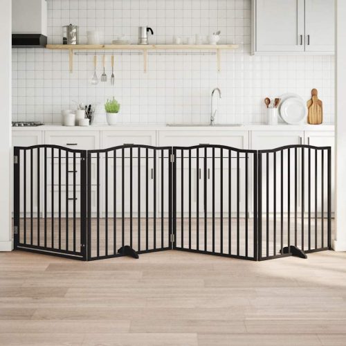  fekete nyárfa 4 paneles összecsukható kutyakapu ajtóval 320 cm