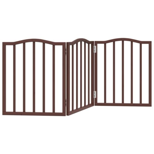  barna nyárfa 3 paneles összecsukható kutyakapu 150 cm