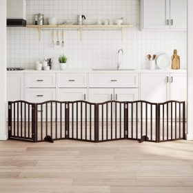    barna nyárfa 6 paneles összecsukható kutyakapu ajtóval 300 cm