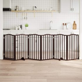    barna nyárfa 6 paneles összecsukható kutyakapu ajtóval 300 cm