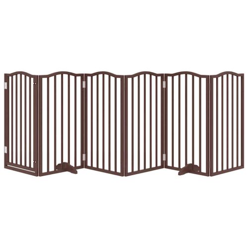  barna nyárfa 6 paneles összecsukható kutyakapu ajtóval 300 cm