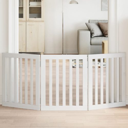  fehér nyárfa 3 paneles összecsukható kutyakapu 150 cm